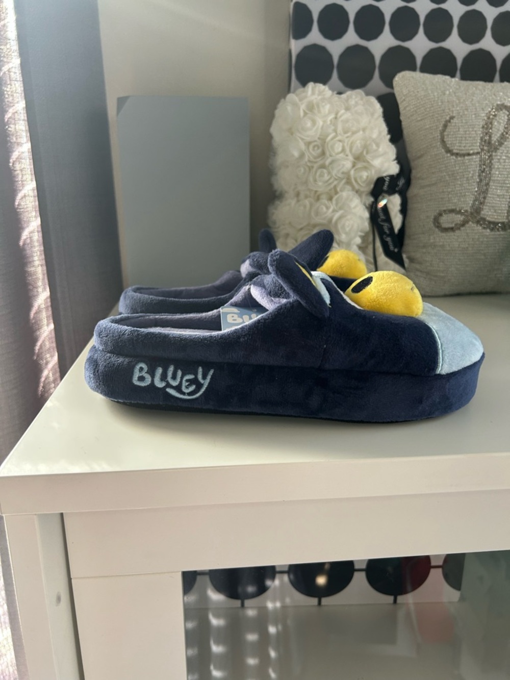 Bluey Plush Slipper Shoes in Navy and Yellow